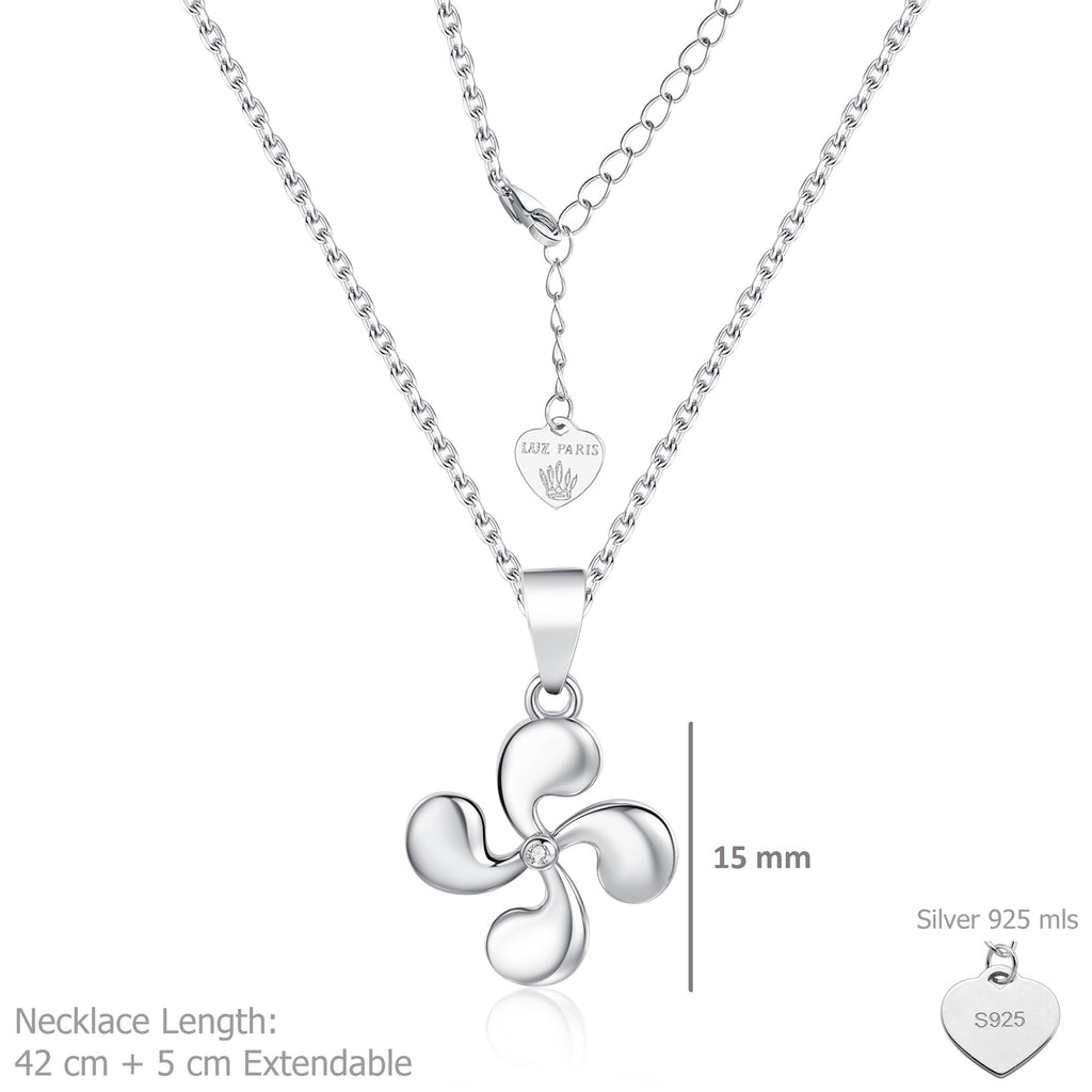 Collar Plata 925mls Lauburu Vasco con Circonita Blanca Central |Tradición, Brillo y Elegancia