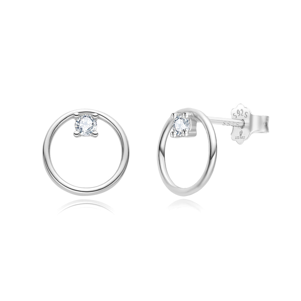 Pendientes Plata 925mls Aro Circonita blanca