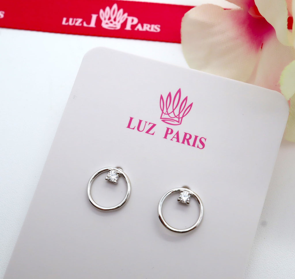 Pendientes Plata 925mls Aro Circonita blanca