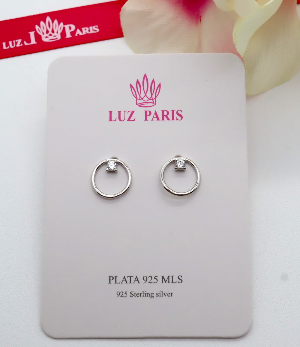 Pendientes Plata 925mls Aro Circonita blanca