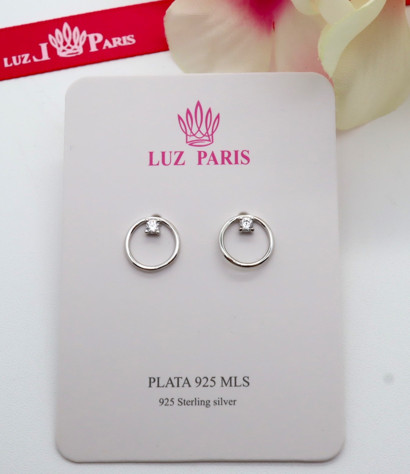 Pendientes Plata 925mls Aro Circonita blanca