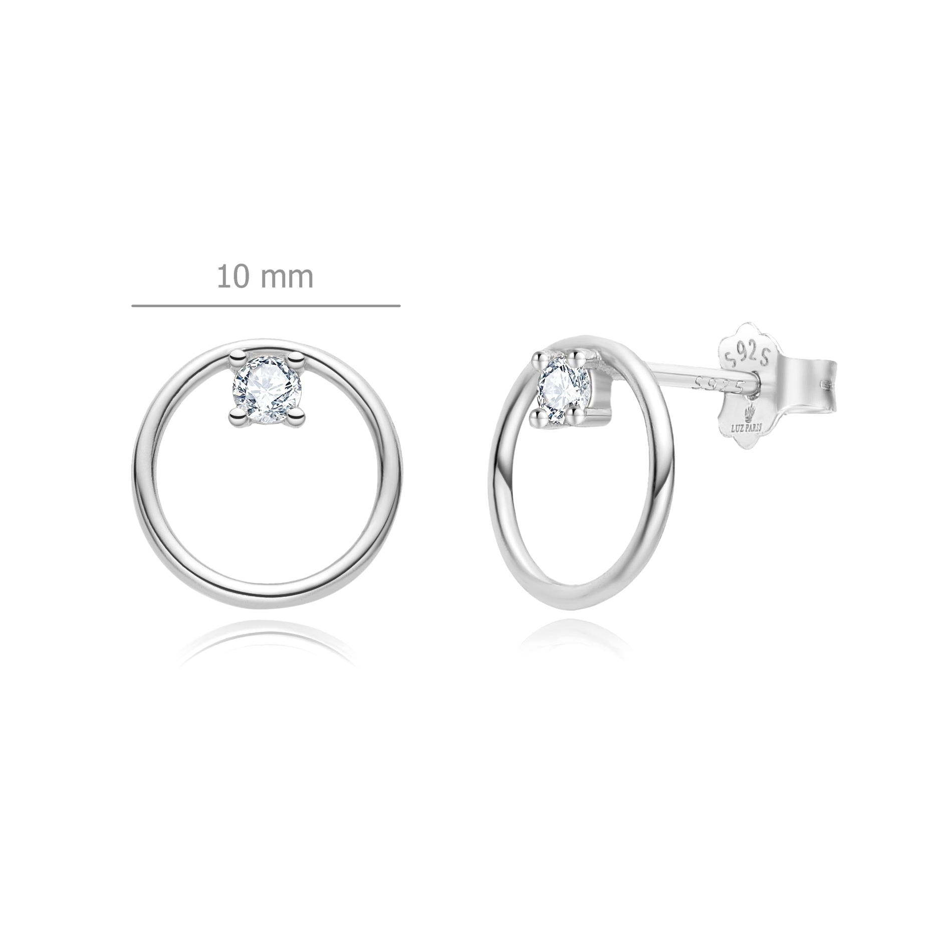 Pendientes Plata 925mls Aro Circonita blanca