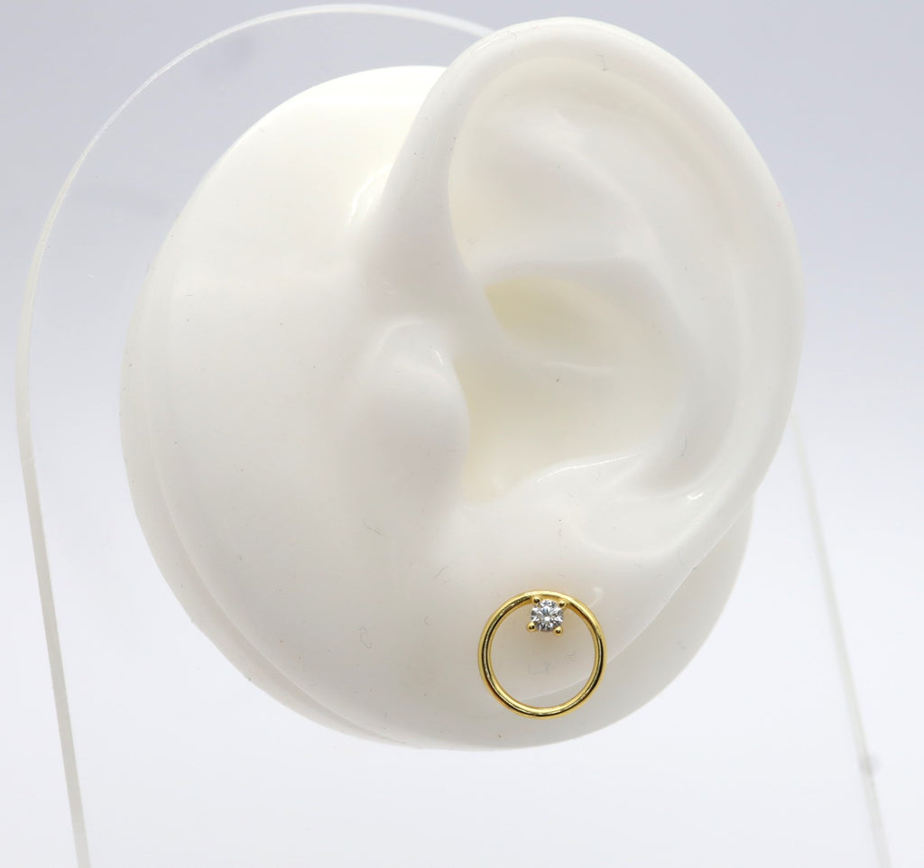 Pendientes Plata 925mls baño Oro 18 Kilates Aro Circonita blanca