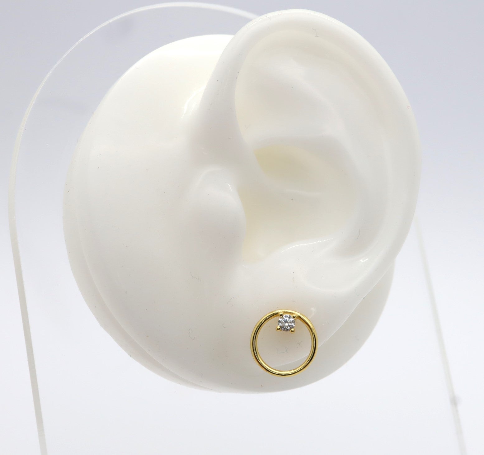 Pendientes Plata 925mls baño Oro 18 Kilates Aro Circonita blanca