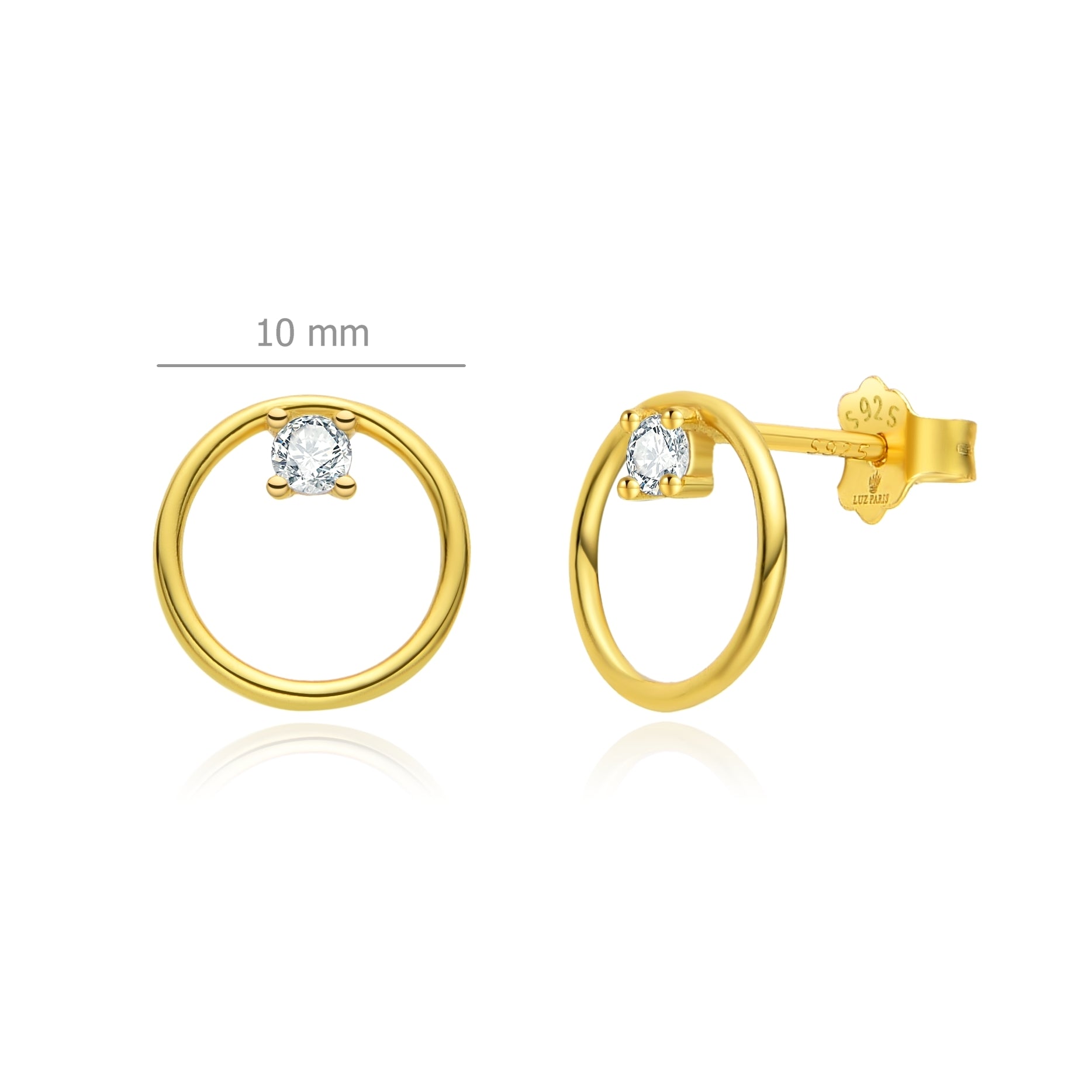 Pendientes Plata 925mls baño Oro 18 Kilates Aro Circonita blanca