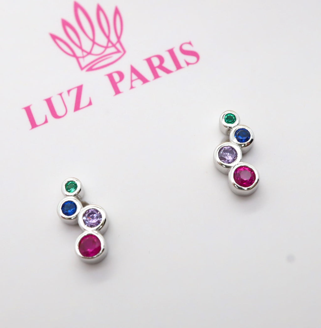 Pendientes Plata 925mls Circonitas 4 colores