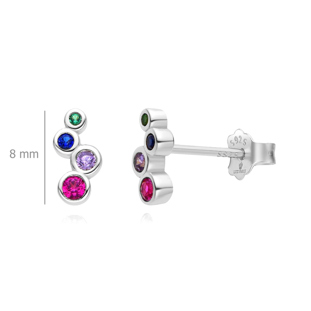 Pendientes Plata 925mls Circonitas 4 colores
