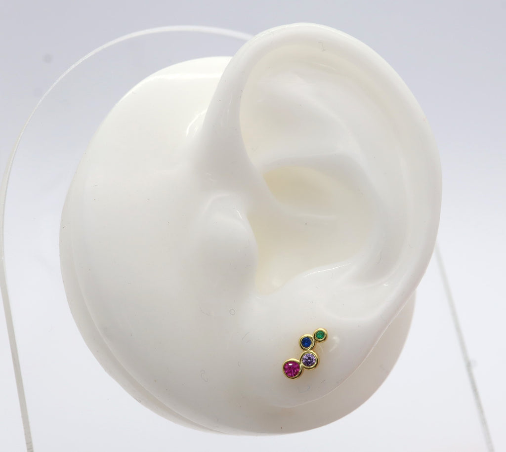 Pendientes Plata 925mls baño Oro 18 Kilates Circonitas 4 colores