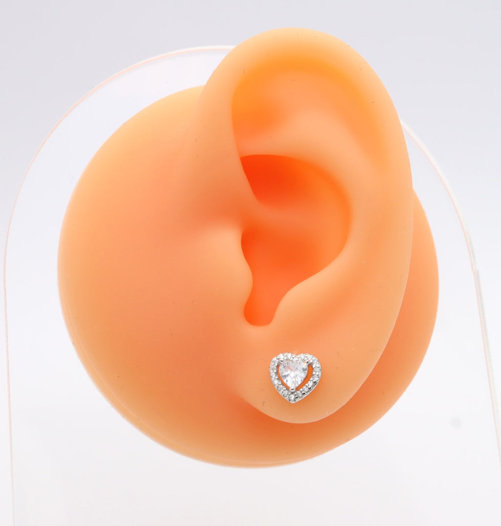 Pendientes Plata 925mls Corazón Circonitas blancas