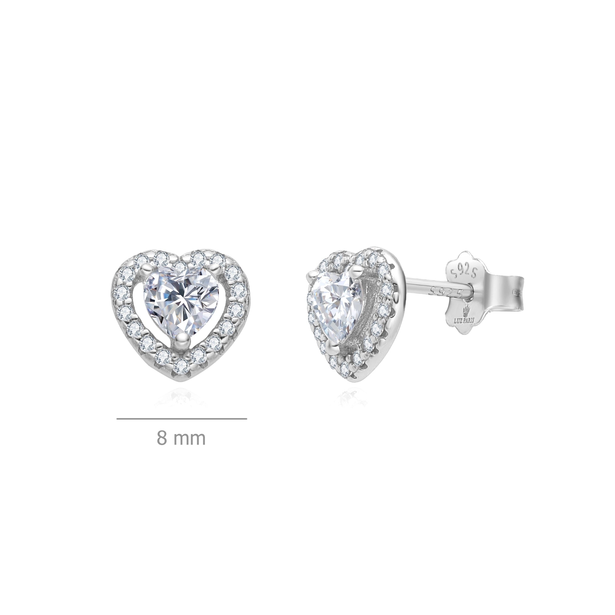 Pendientes Plata 925mls Corazón Circonitas blancas