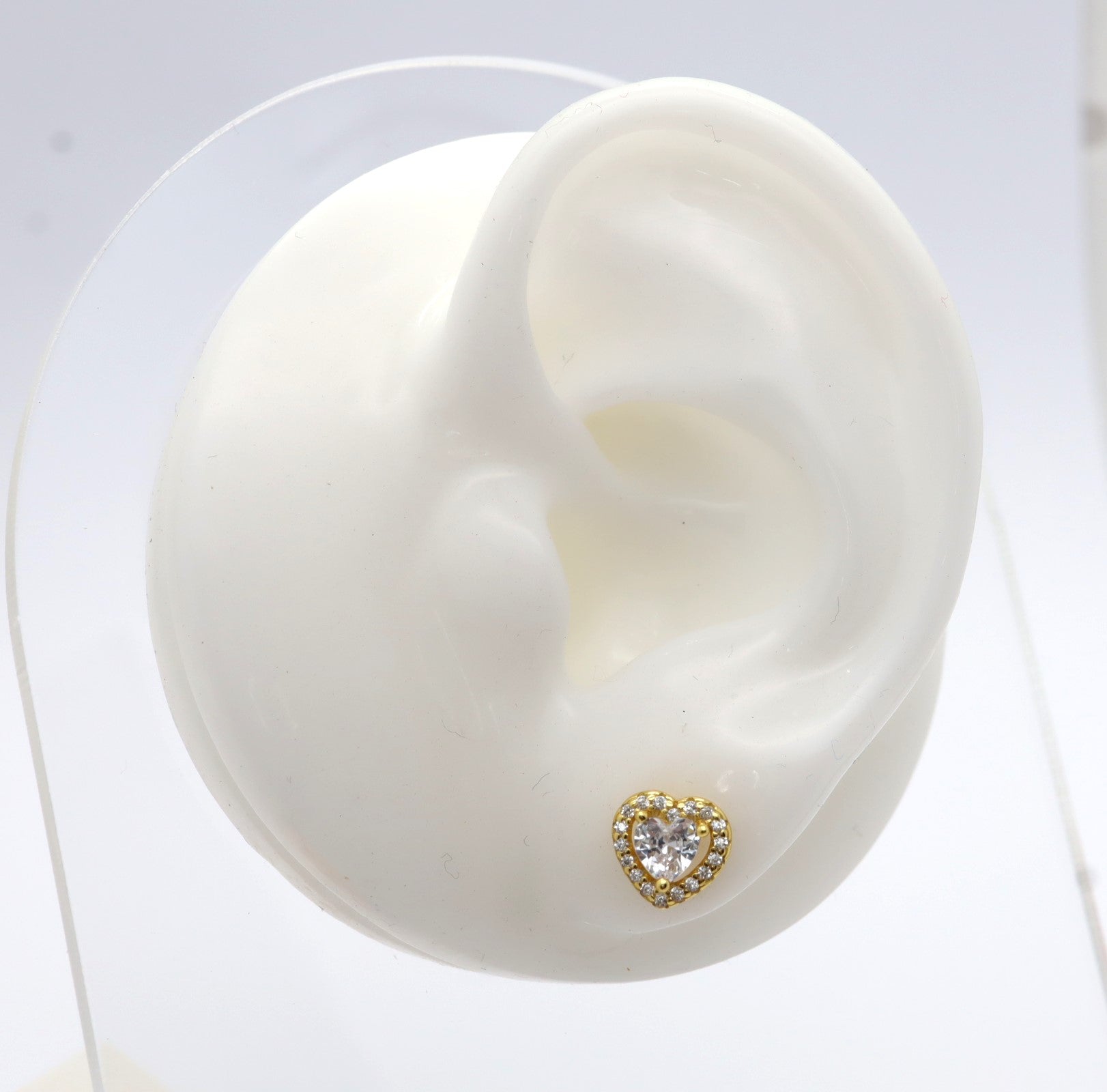 Pendientes Plata 925mls baño Oro 18 kilates Corazón Circonitas blancas