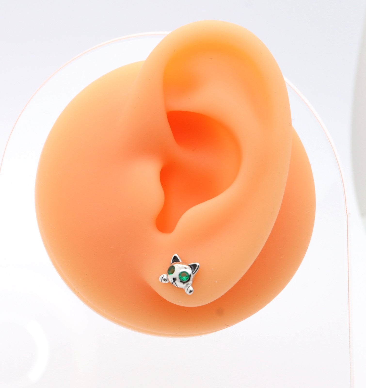Pendientes Plata 925mls Gato ojos circonitas color verde esmeralda | mascotas