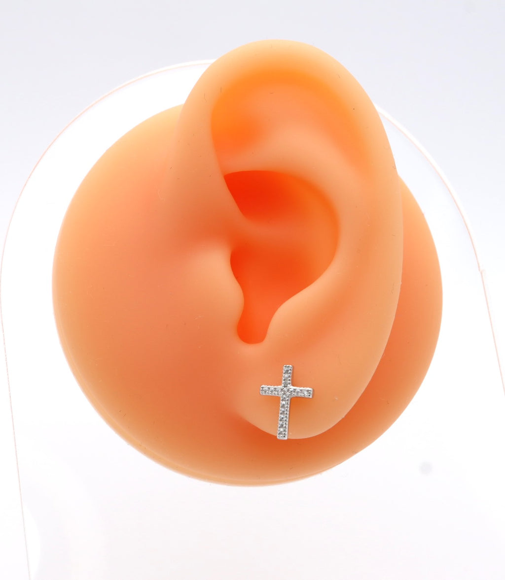 Pendientes Plata 925mls Cruz Circonitas blancas