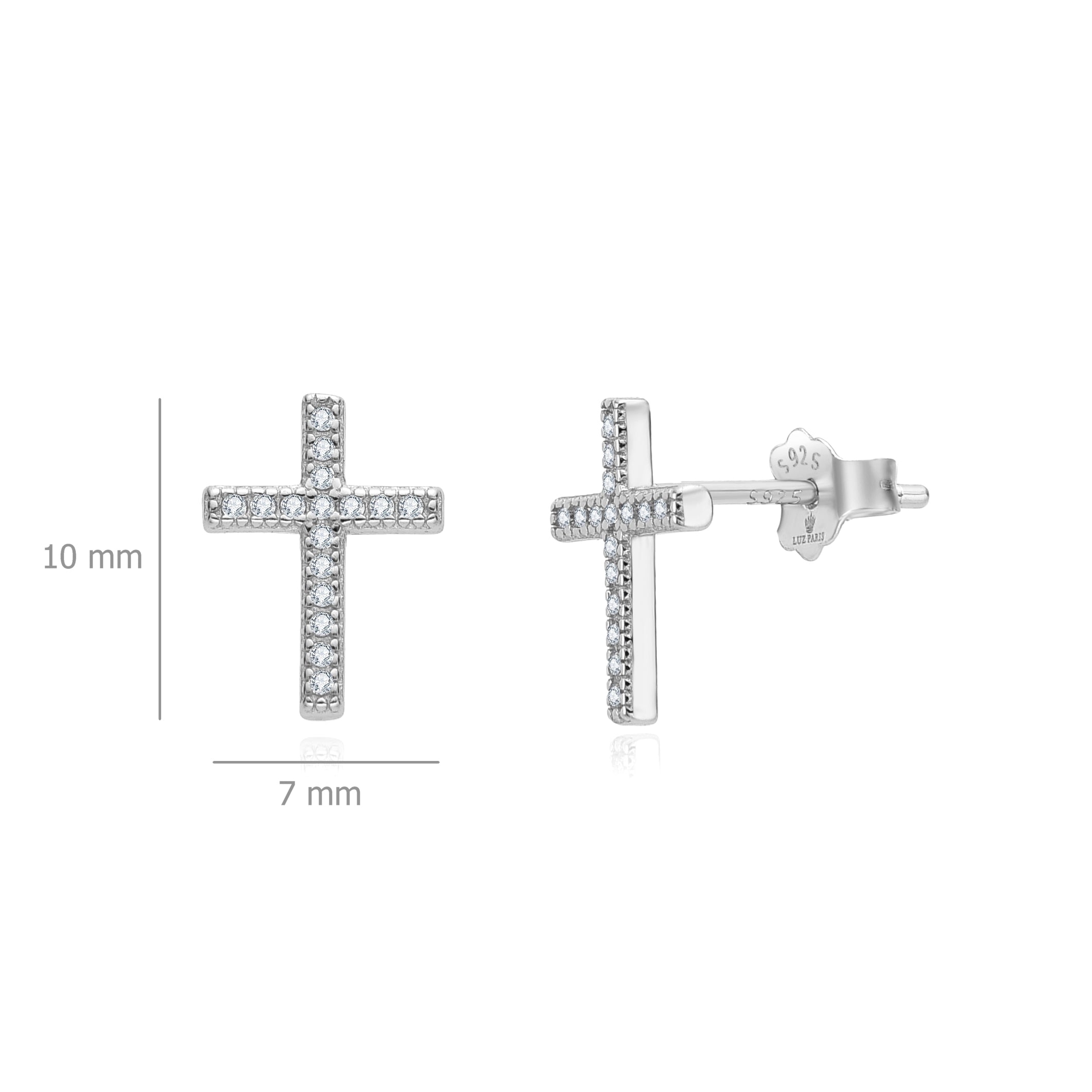 Pendientes Plata 925mls Cruz Circonitas blancas