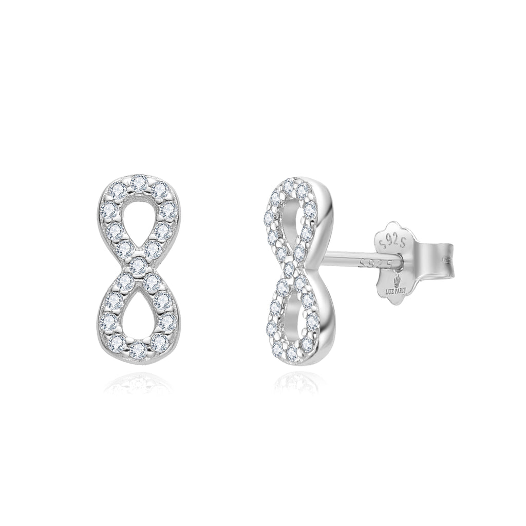 Pendientes Plata 925mls Infinito Circonitas blancas