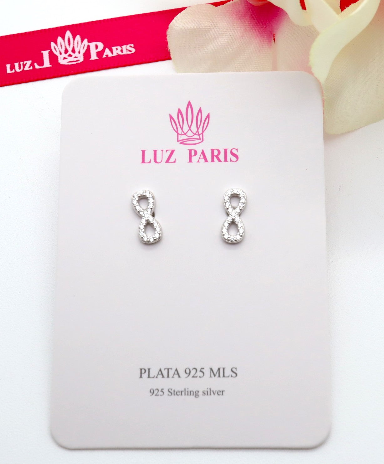 Pendientes Plata 925mls Infinito Circonitas blancas