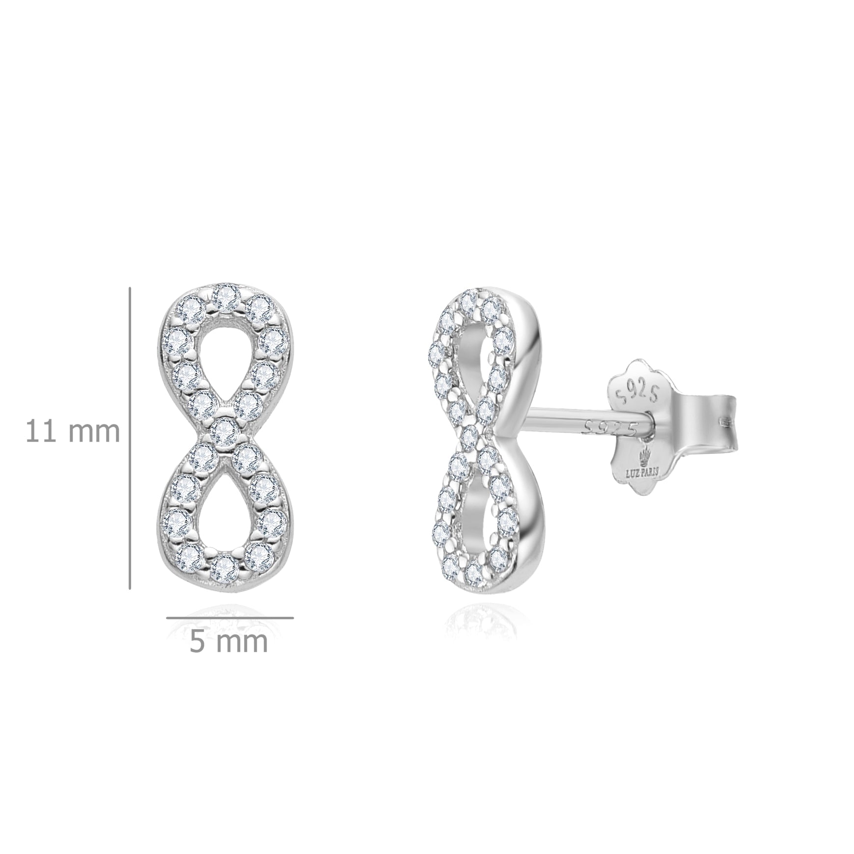 Pendientes Plata 925mls Infinito Circonitas blancas
