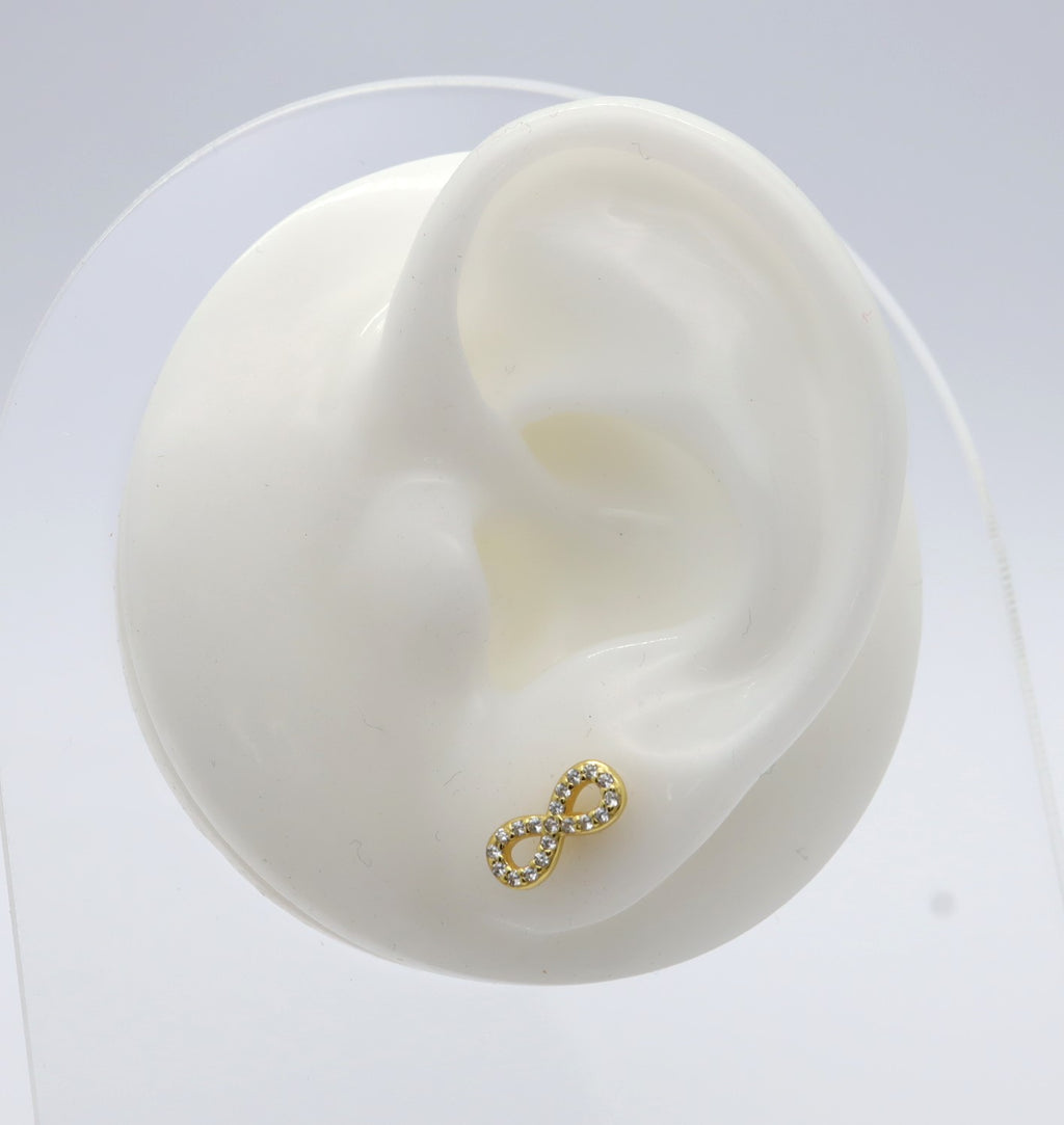 Pendientes Plata 925mls baño Oro 18 Kilates Infinito Circonitas blancas