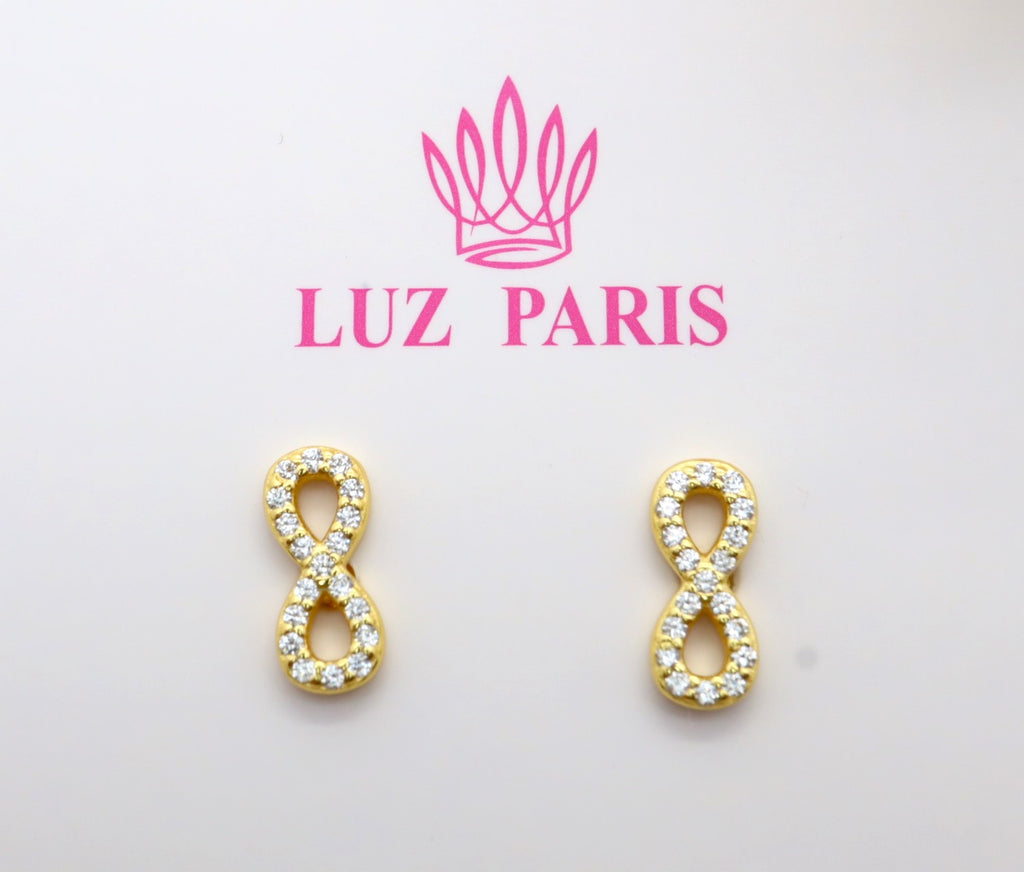 Pendientes Plata 925mls baño Oro 18 Kilates Infinito Circonitas blancas