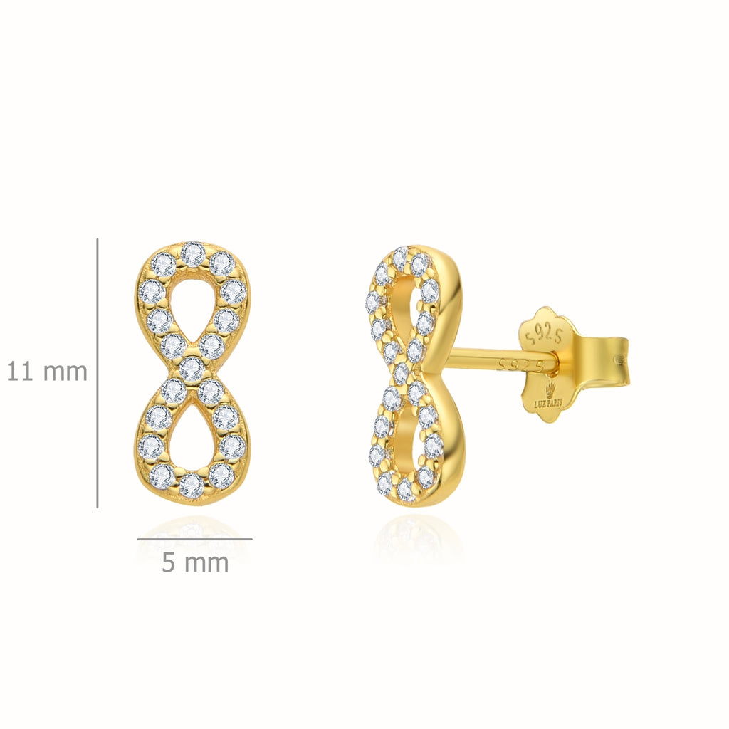 Pendientes Plata 925mls baño Oro 18 Kilates Infinito Circonitas blancas
