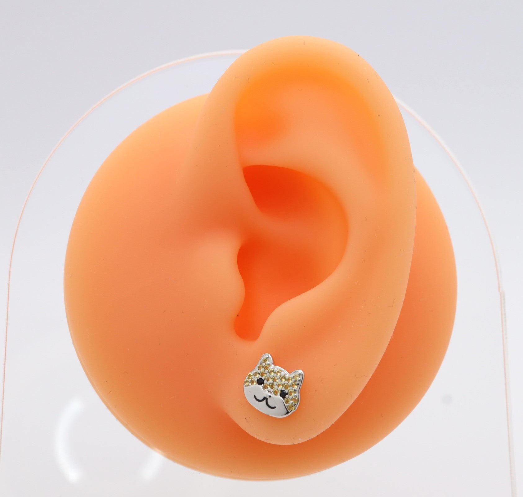 Pendientes Plata 925mls Gato Circonitas negro azabache y doradas | mascotas