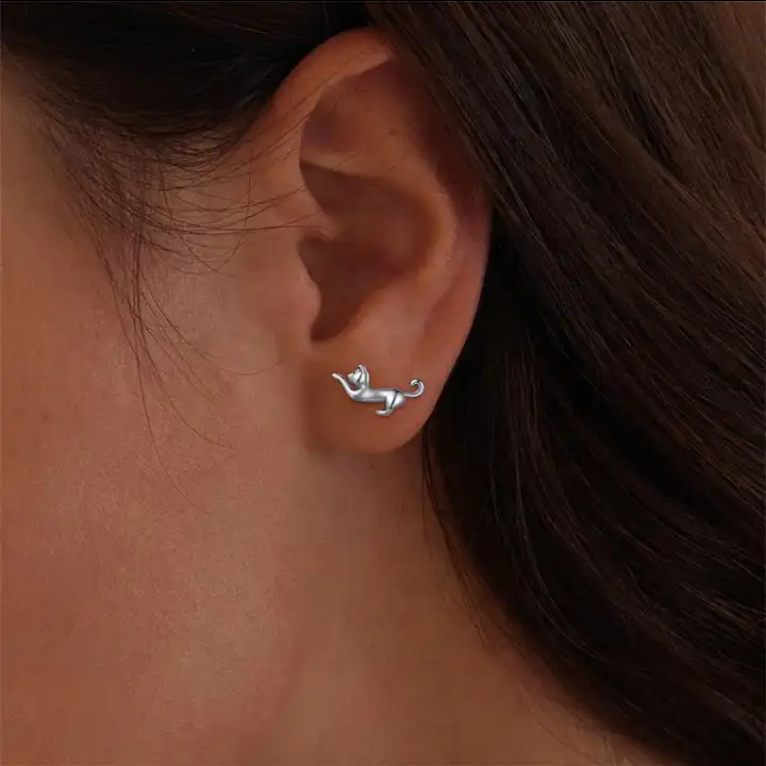 Pendientes Plata 925mls Gato | Animales