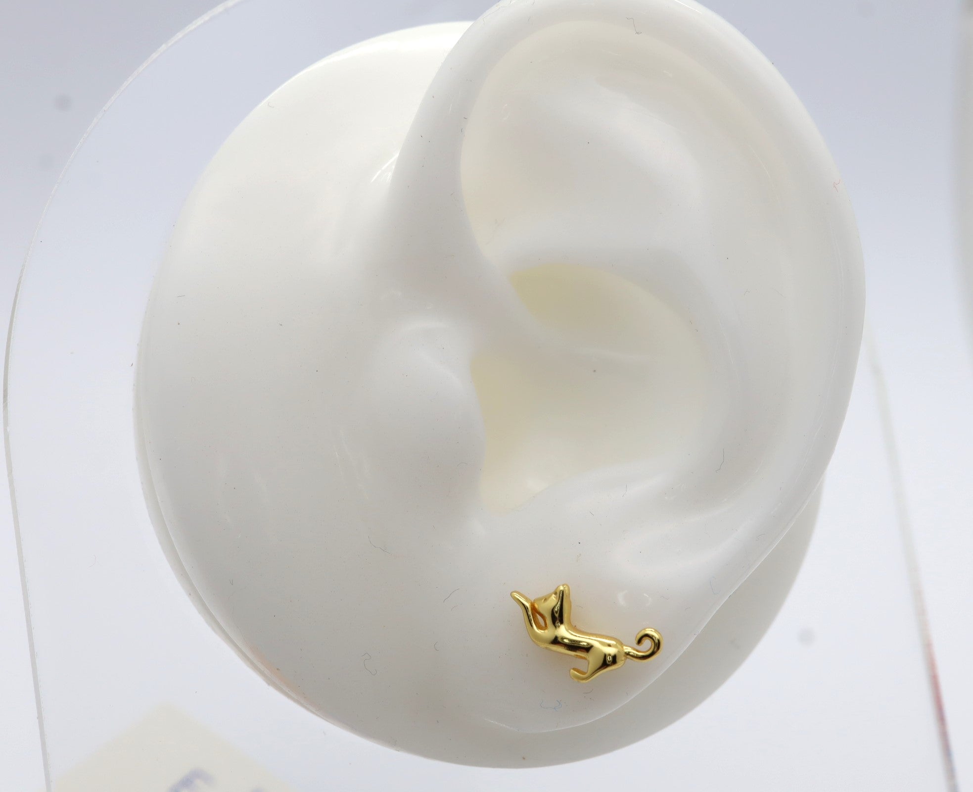 Pendientes Plata 925mls baño Oro 18 Kilates Gato