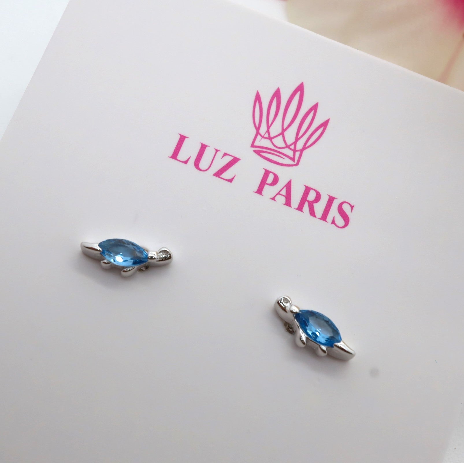 Pendientes Plata 925mls Tortuga circonitas azul | animales