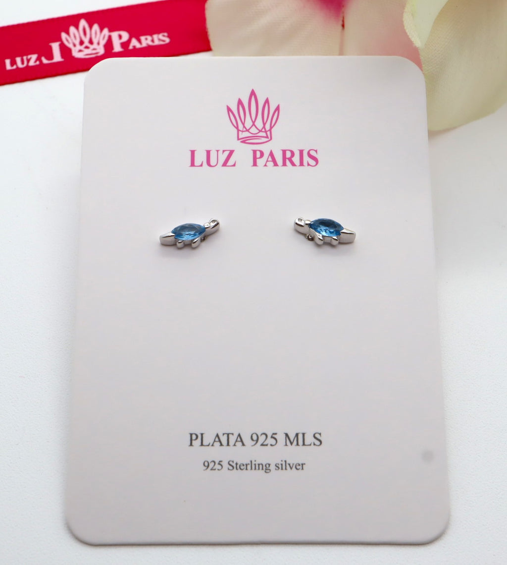 Pendientes Plata 925mls Tortuga circonitas azul | animales