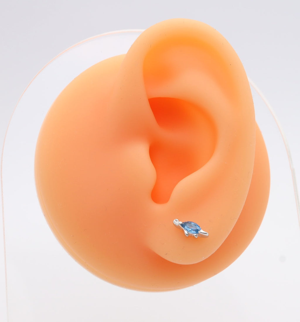 Pendientes Plata 925mls Tortuga circonitas azul | animales