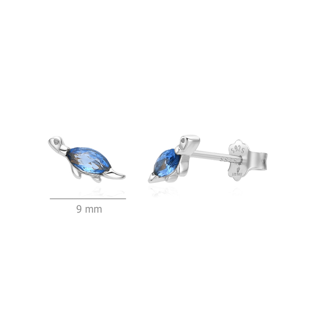 Pendientes Plata 925mls Tortuga circonitas azul | animales