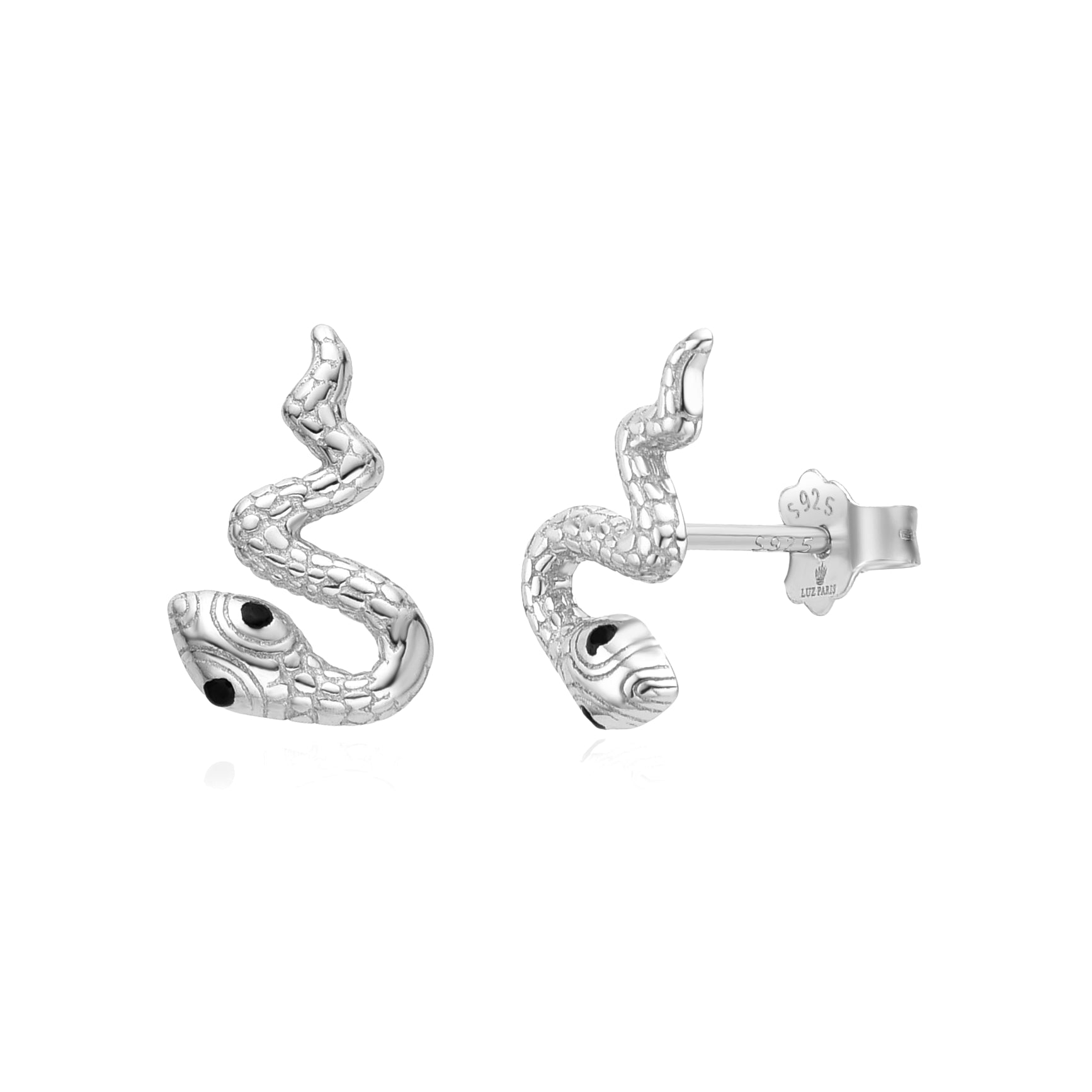 Pendientes Plata 925mls Serpiente circonitas negro azabache | animales
