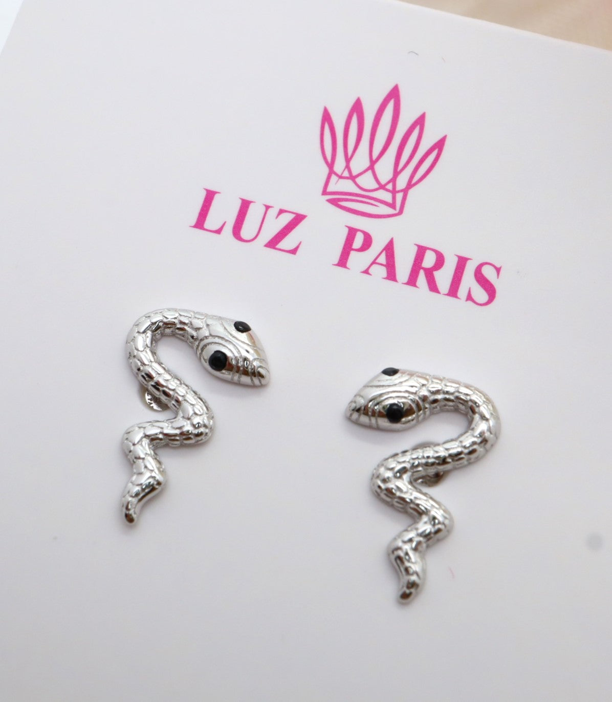 Pendientes Plata 925mls Serpiente circonitas negro azabache | animales