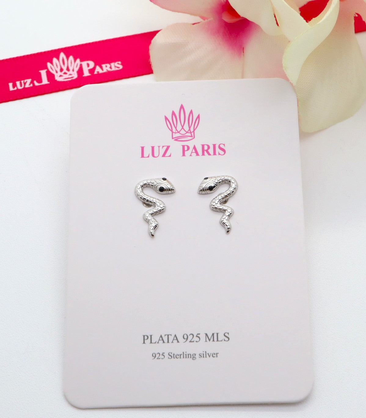 Pendientes Plata 925mls Serpiente circonitas negro azabache | animales