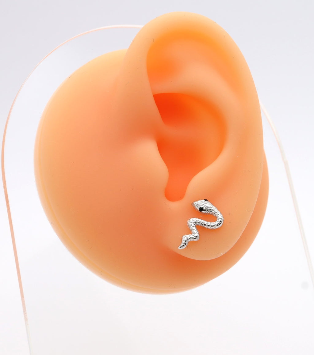 Pendientes Plata 925mls Serpiente circonitas negro azabache | animales