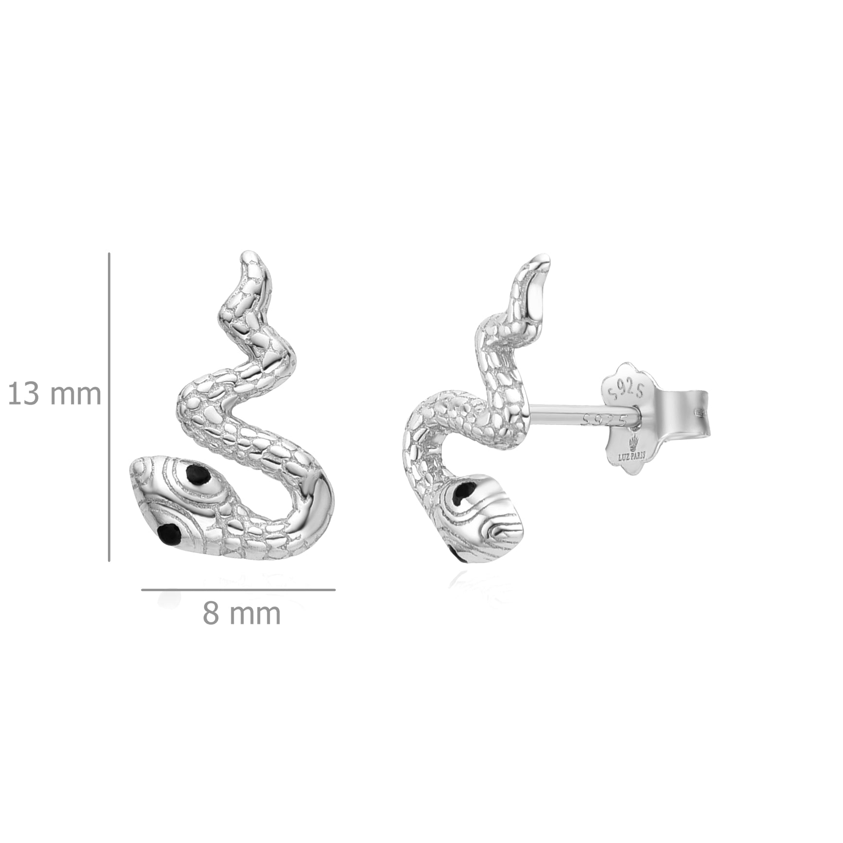 Pendientes Plata 925mls Serpiente circonitas negro azabache | animales
