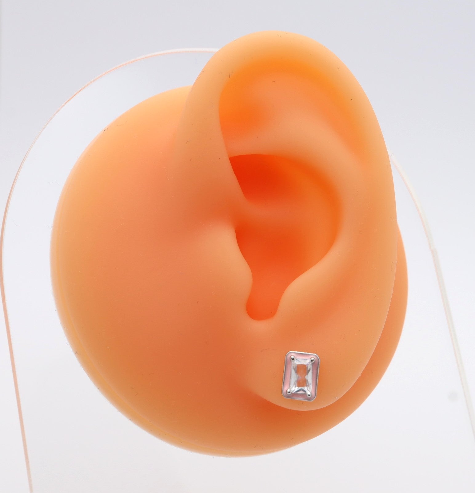 Pendientes Plata 925mls Circonita blanca borde lacado rosa