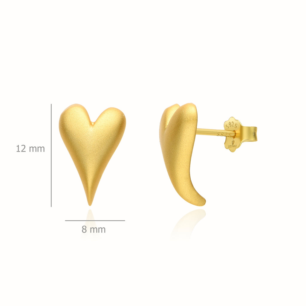 Pendientes Plata 925mls baño Oro 18 Kilates Corazón diseño original