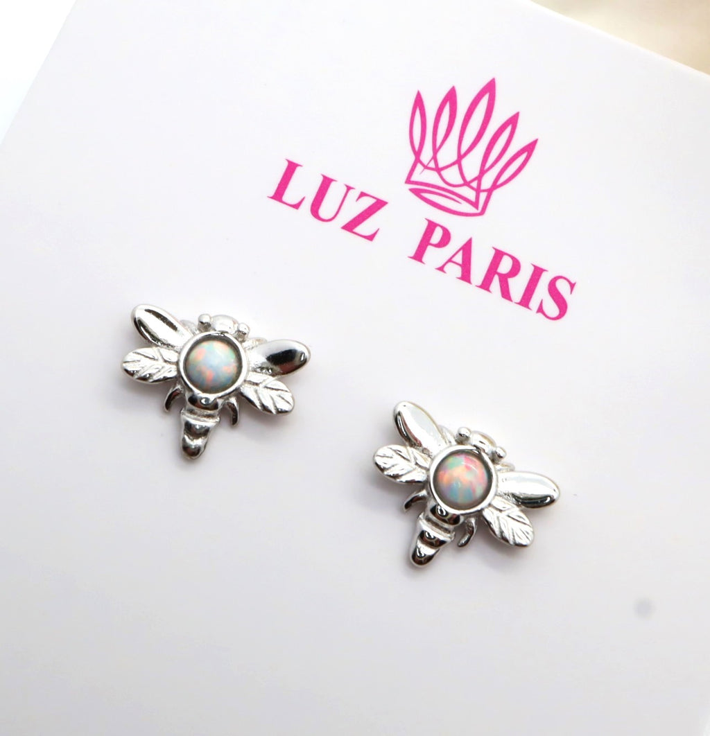 Pendientes Plata 925mls Libélula ópalo lab.