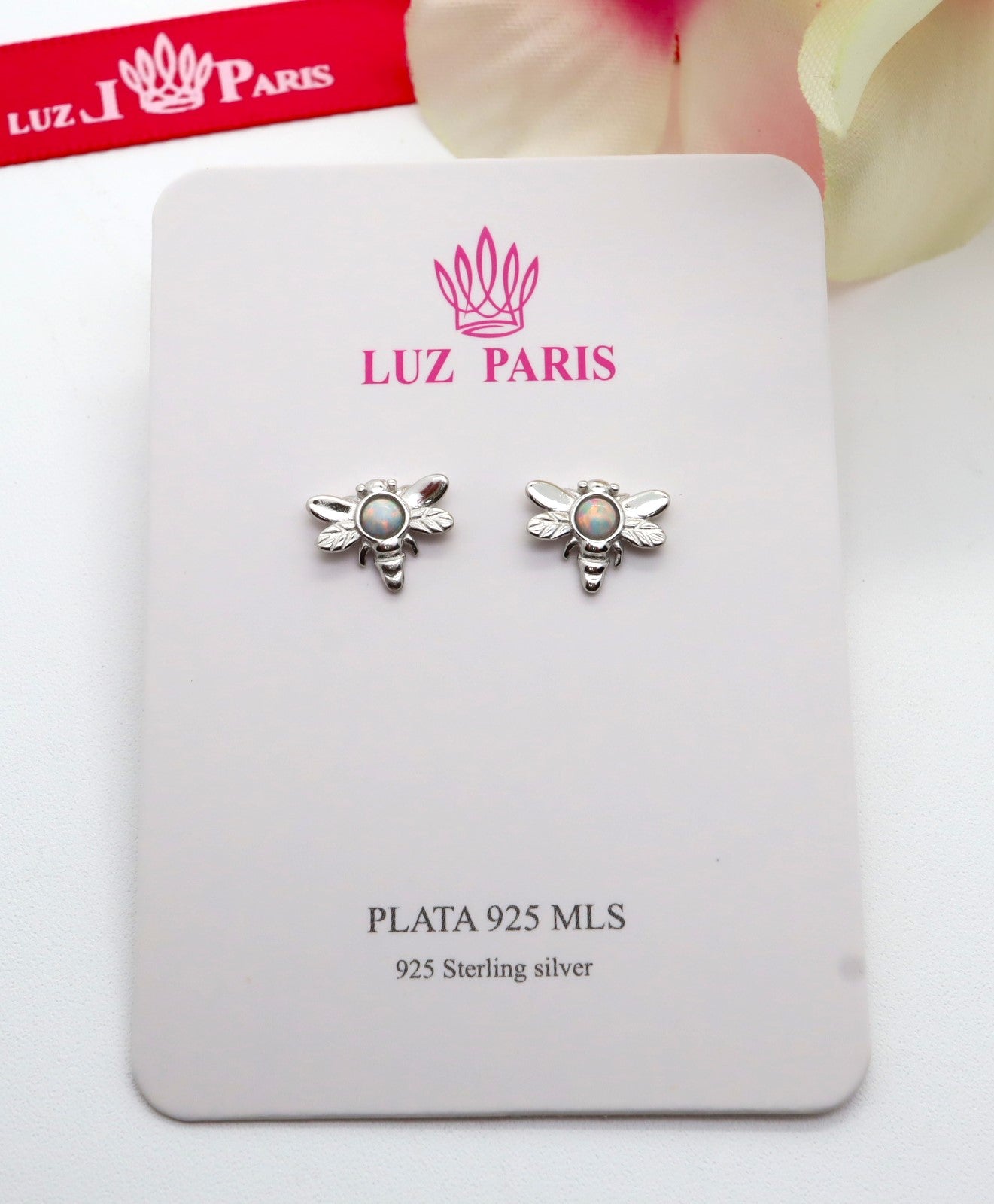 Pendientes Plata 925mls Libélula ópalo lab.