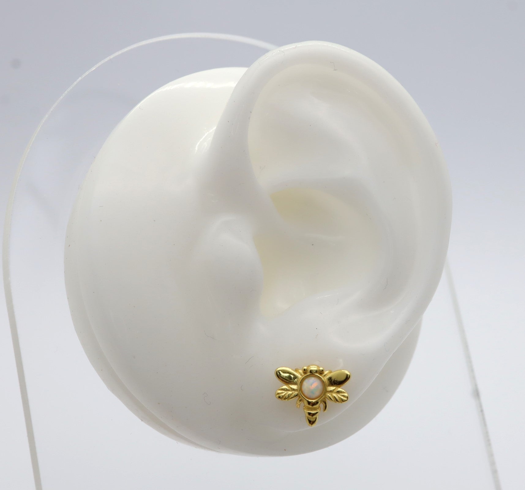 Pendientes Plata 925mls baño Oro 18 Kilates Libélula ópalo lab.