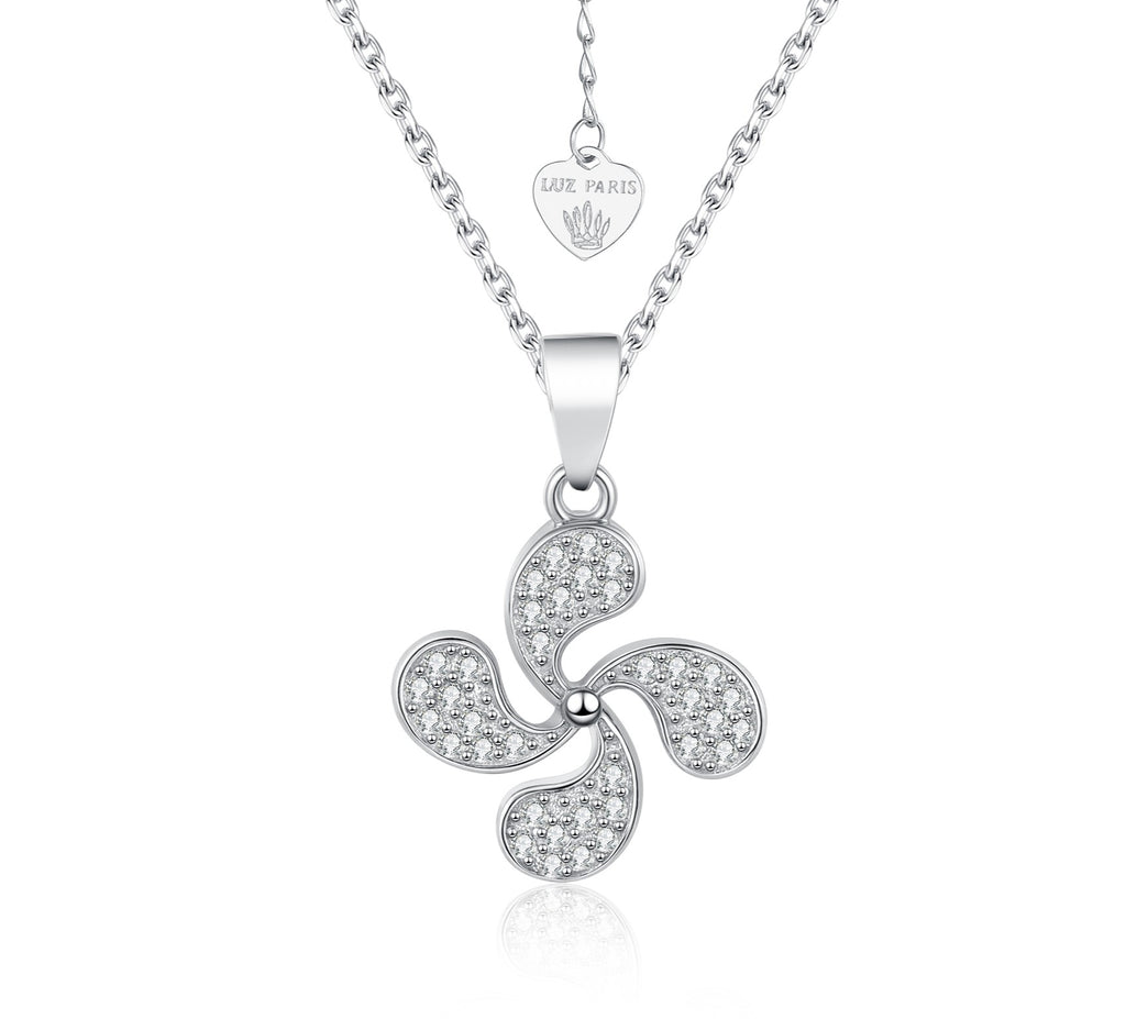 Collar Plata 925mls Lauburu Vasco con Circonitas Blancas |Tradición | Joyería Vasca