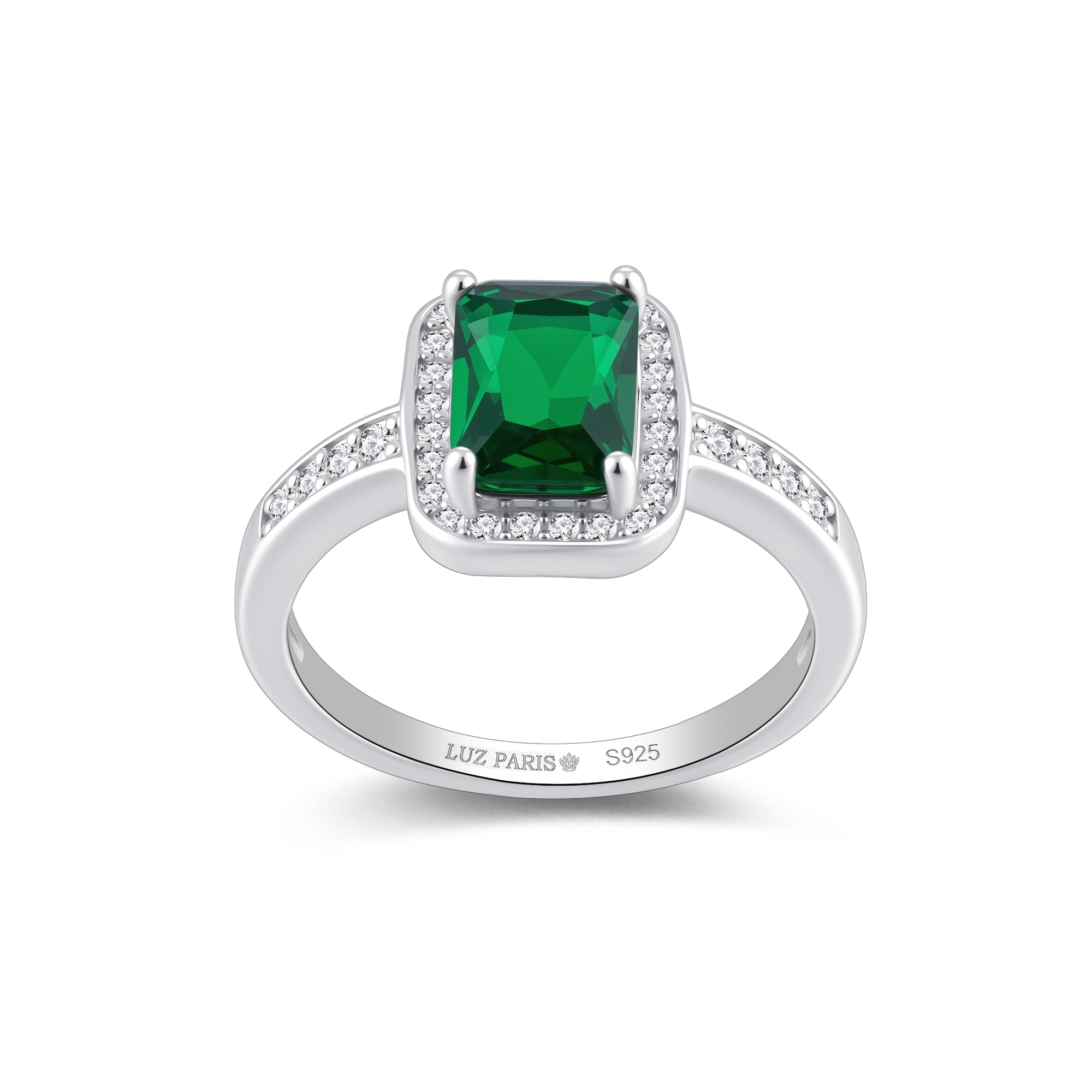 Anillo Plata 925mls Circonita color Verde esmeralda