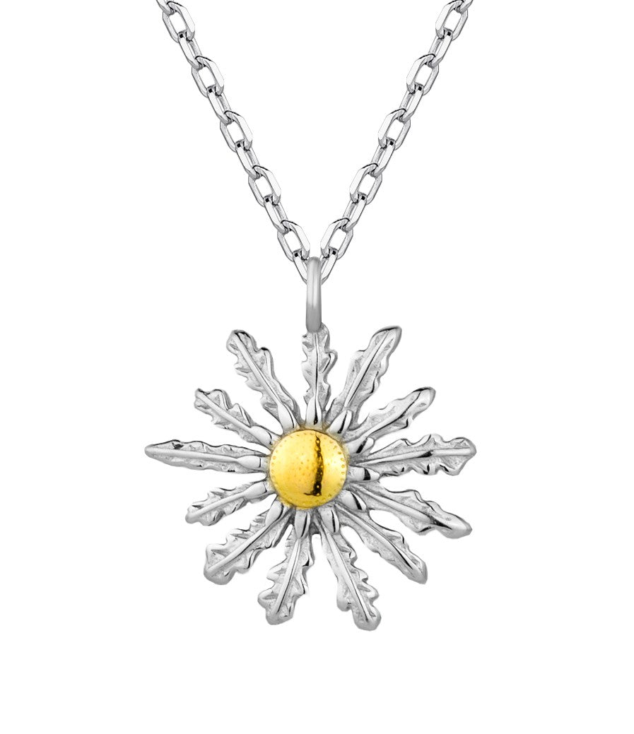 Collar Plata 925mls Eguzkilore bicolor baño Oro 18k