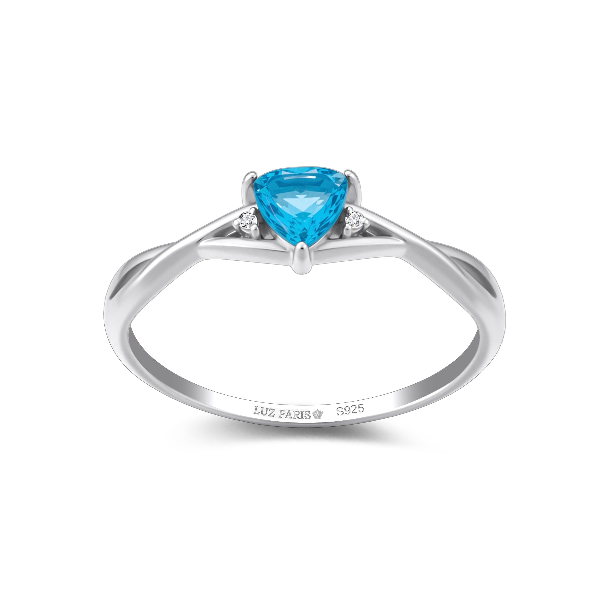 Anillo Plata 925mls Circonita Azul trenzado