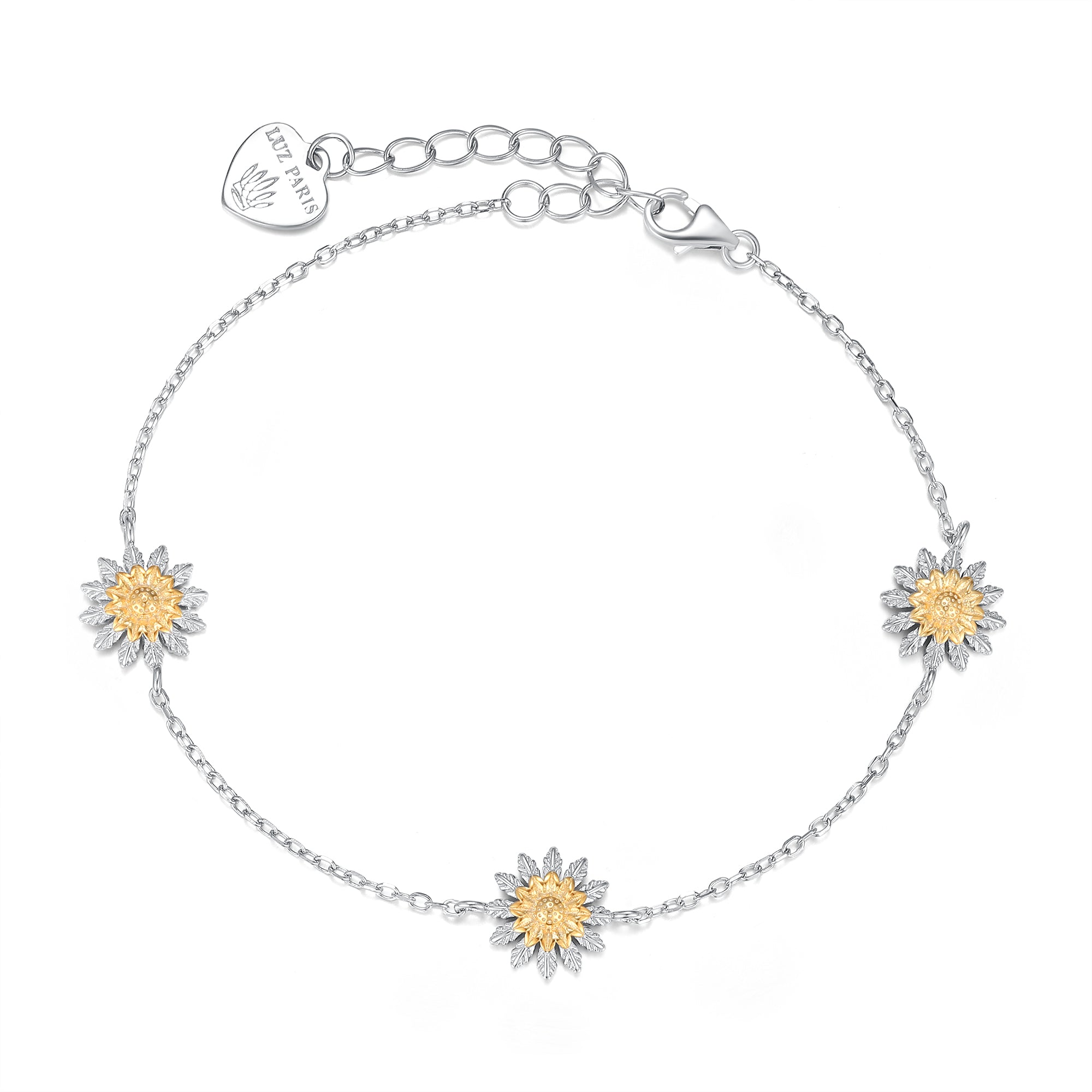 Pulsera Plata 925mls 3 Eguzkilore bicolor baño Oro 18k | Protección, Tradición y Elegancia | Joyería Vasca