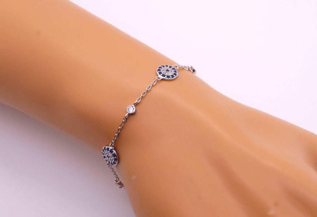 Pulsera Plata 925 Ojo Turco | Amuleto de Protección Contra Mal de Ojo | Joyería Hecha a Mano Mujer | Regalo Espiritual Ajustable