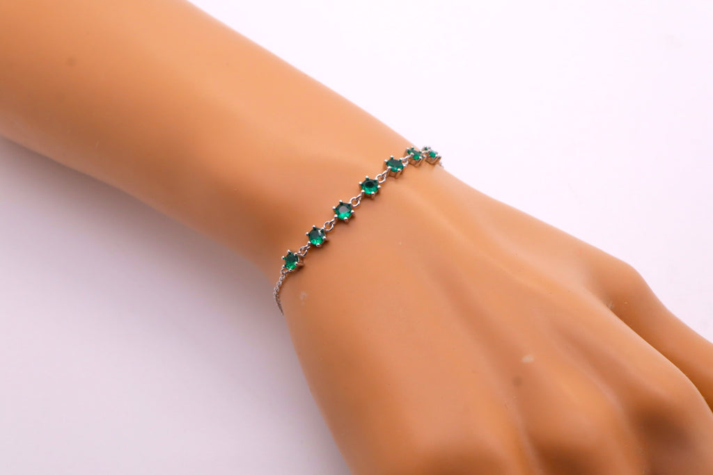 Pulsera Plata 925mls Circonitas verdes