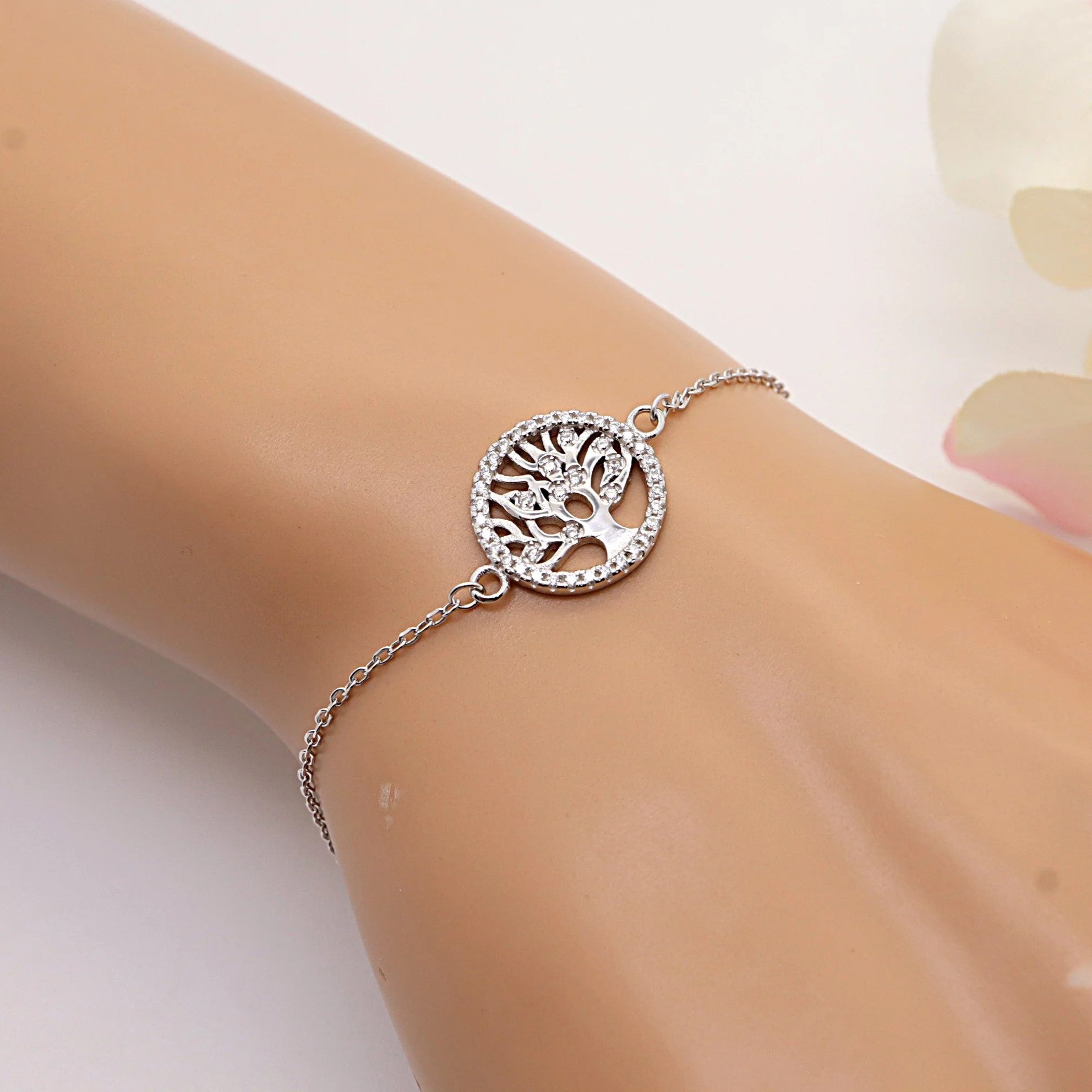 Pulsera Plata 925 Árbol de la Vida Ajustable | Amuleto Protección Mujer | Regalo Significativo Joyería Fina Hecha a Mano