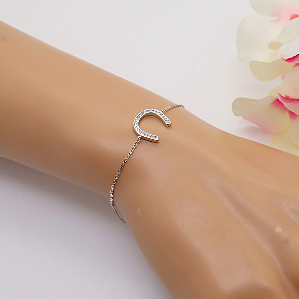 Pulsera Plata 925 Herradura con Circonitas | Amuleto de Suerte Mujer | Regalo con Significado | Joyería Fina Hecha a Mano